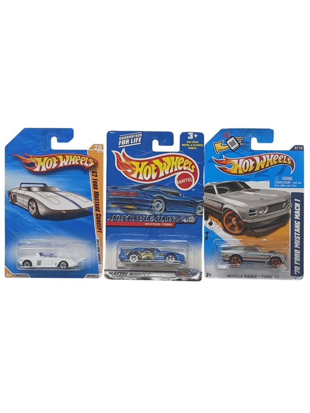 3 Hot Wheels 62 Ford Mustang Concept, Cobr, Mach 1 DieCast Cars Sealed New #D-18